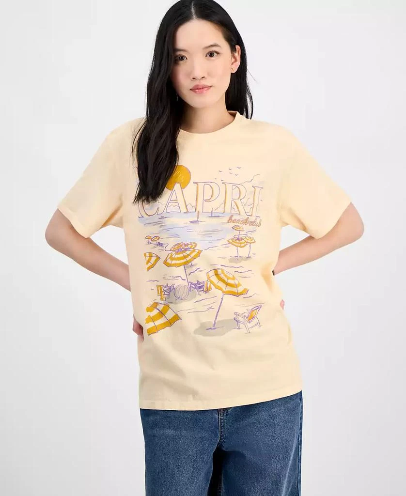 Rebellious One Juniors' Cotton Capri Beach Club Boyfriend T-Shirt 1