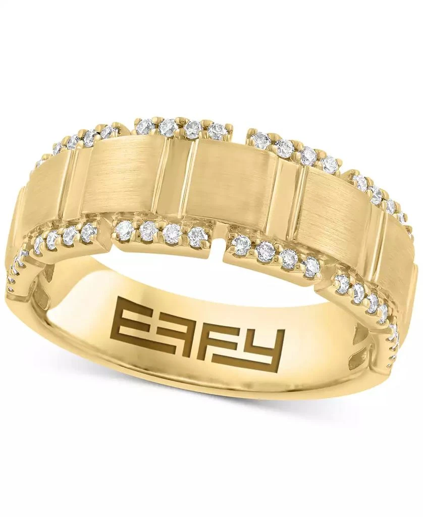 Effy EFFY® Men's Diamond Brush Finish Band (1/3 ct. t.w.) in 14k Gold 1