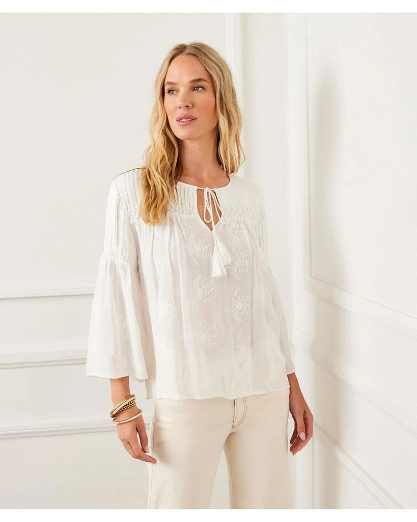 Karen Kane Embroidered Pin Tuck Top 3