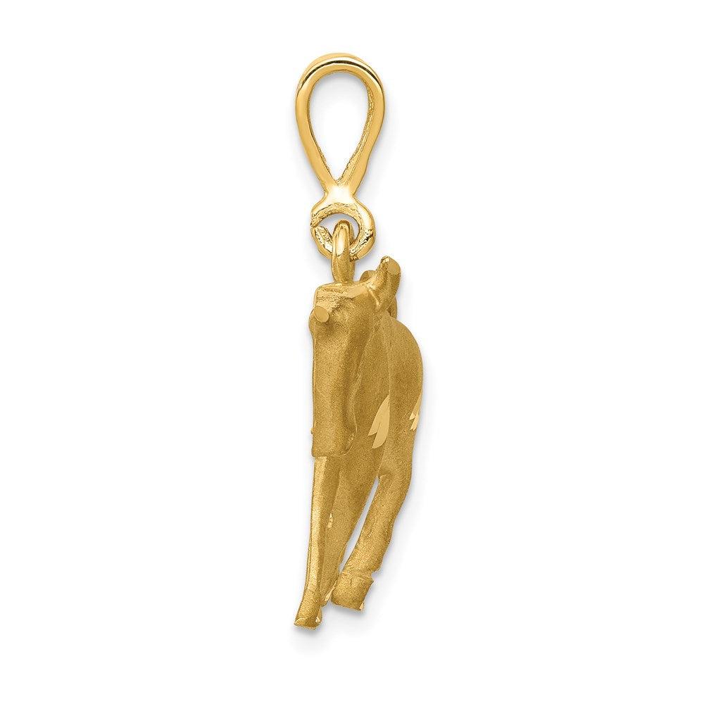 Diamond2Deal 14k Yellow Gold Satin Diamond-cut Taurus Zodiac Charm Pendant