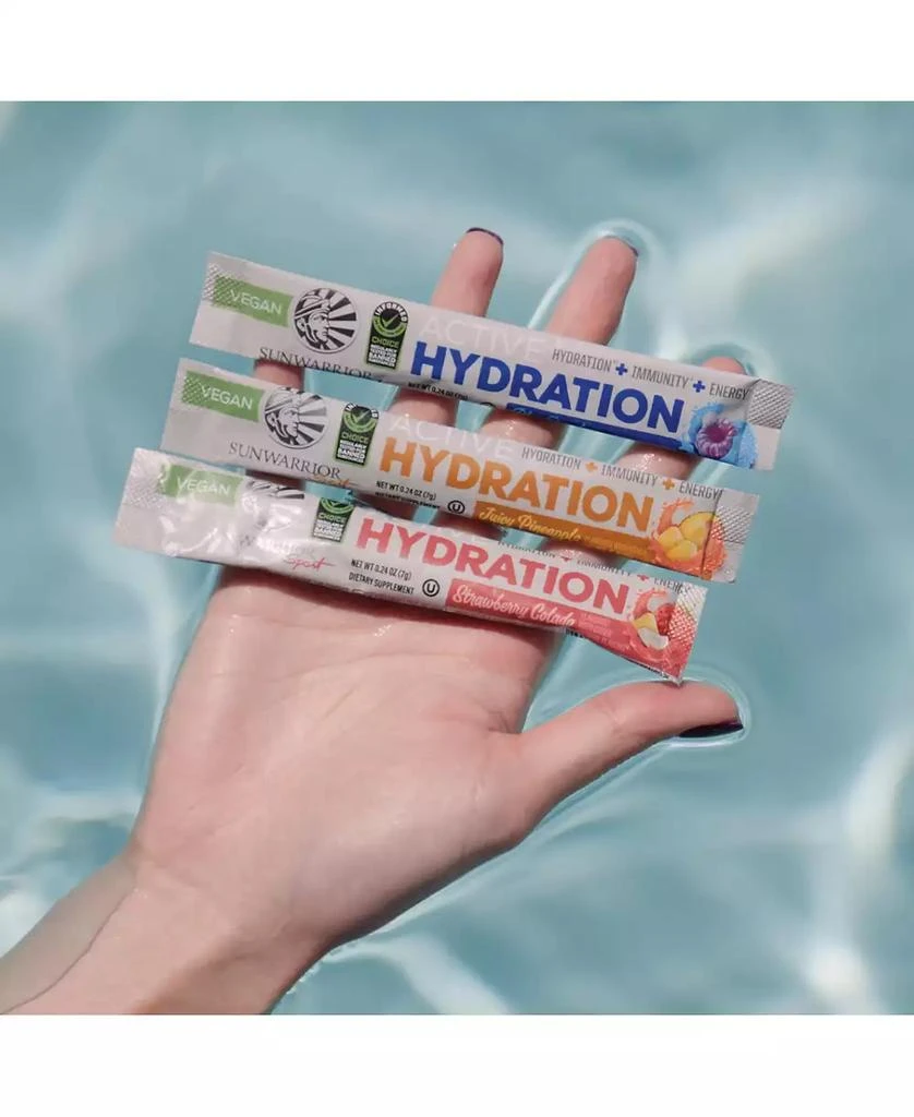 Sunwarrior Active Hydration Juicy Pineapple Powder, Sugar Free B12 Elderberry and Electrolytes Water Enhancer, Sunwarrior, 18 stick packs 126g pouch 2