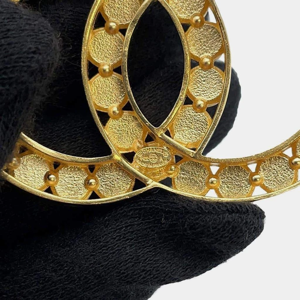 Chanel Chanel Gold Metal Rhinestone CC Logo Brooch 6