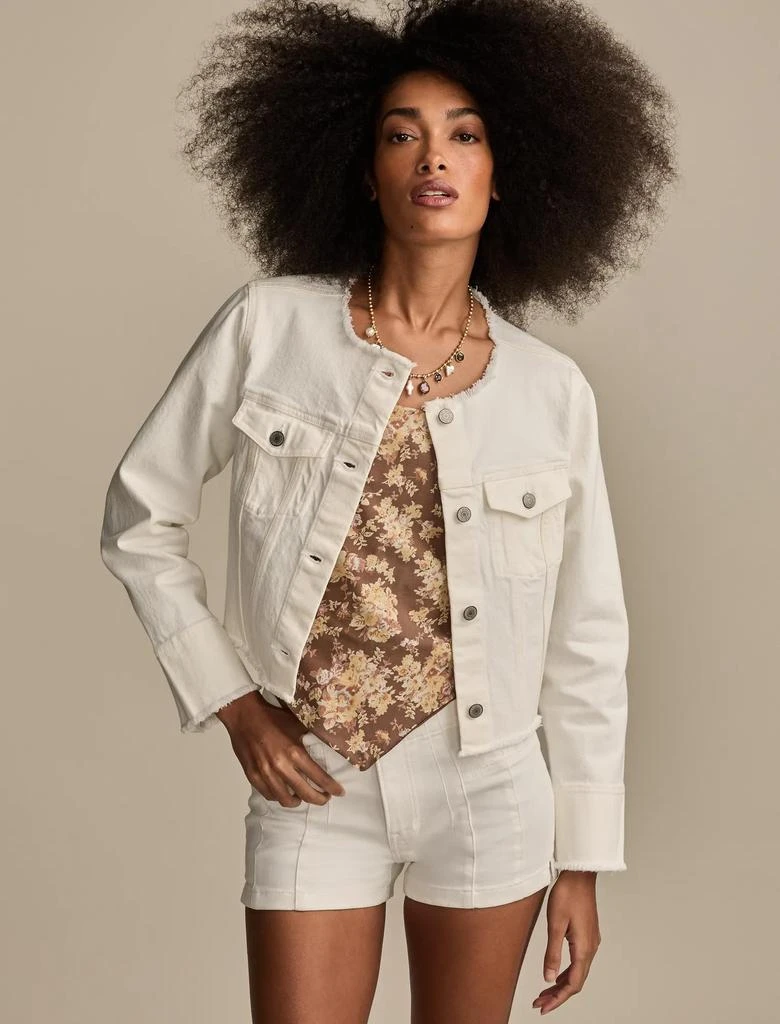 Shop Women's Collarless Cropped Trucker Jacket on Sale at