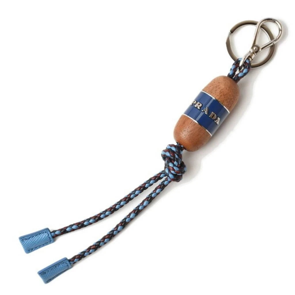 Prada blue blue Leather Metal Wood Keyring (Pre-Owned) 2