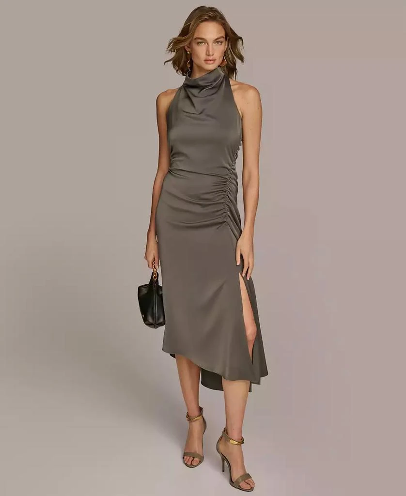 Donna Karan Petite Mock Neck Shirred Midi Dress 1