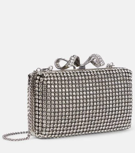 Self Portrait Bow Small crystal-embellished clutch 4