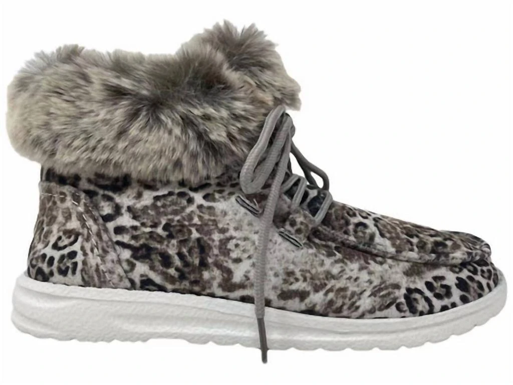 Gypsy Jazz Women's Fancy Leopard Faux Fur Lined High Top Shoes In Black/white 1