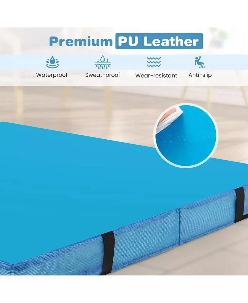 HONGGE 4ft x 4ft x 4in Bi-Folding Gymnastic Tumbling Mat with Handles and Cover-Blue 8