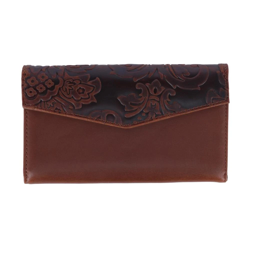 Buxton Women's Tooled Leather Organizer Clutch 2
