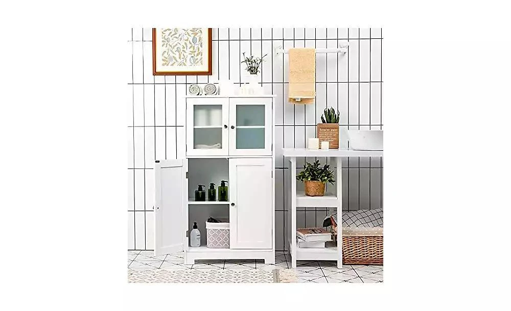 Volenca Bathroom Floor Storage Locker Kitchen Cabinet with Doors and Adjustable Shelf 2