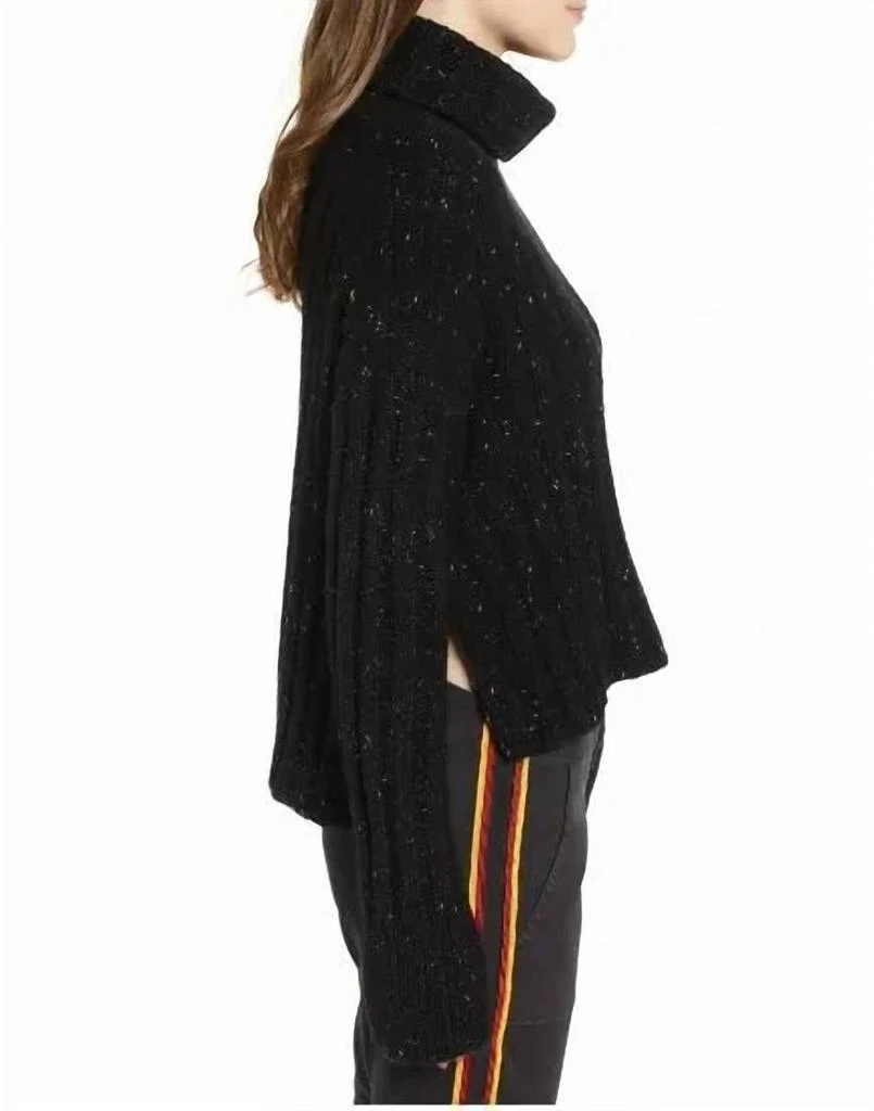 Pam & Gela Pam & Gela - Sweater Side Slit Turtleneck Wool Blend Metallic 5