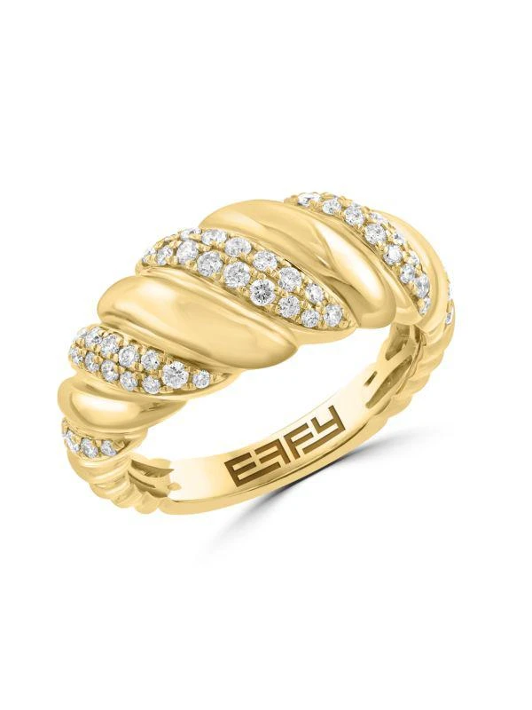 Effy 14K Yellow Gold & 0.53 TCW Diamond Croissant Ring 1
