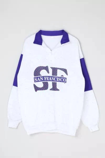 Urban Outfitters Vintage 90s San Francisco Colorblock Quarter-Zip Sweatshirt 1