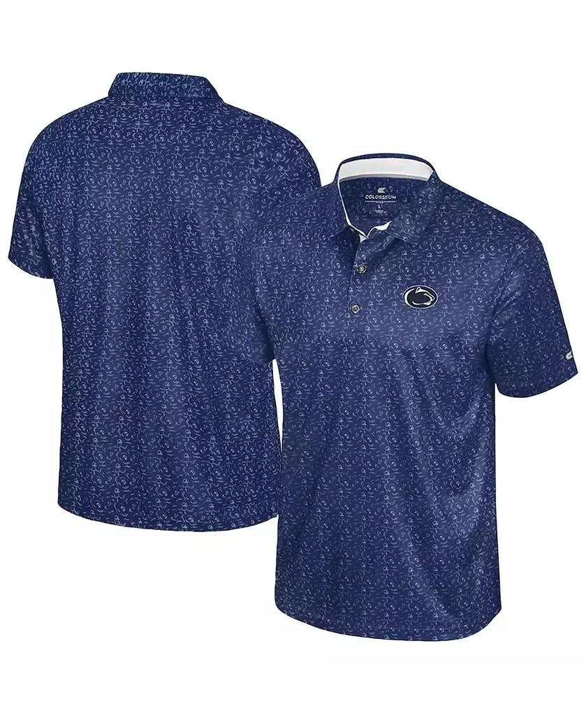 Colosseum Men's Navy Penn State Nittany Lions Football Print Polo