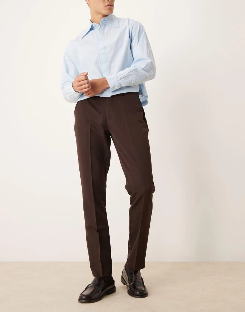 ASOS ASOS DESIGN smart slim fit trousers in brown 5