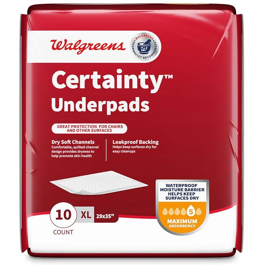 Walgreens Certainty Underpads for Incontinence, Day & Night Protection, Maximum Absorbency Extra Large 1
