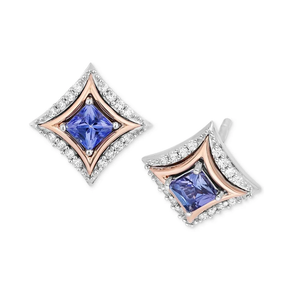 Enchanted Disney Fine Jewelry Tanzanite (1/6 ct. t.w.) & Diamond (1/10 ct. t.w.) Stud Earrings in Sterling Silver & 10k Rose Gold 3