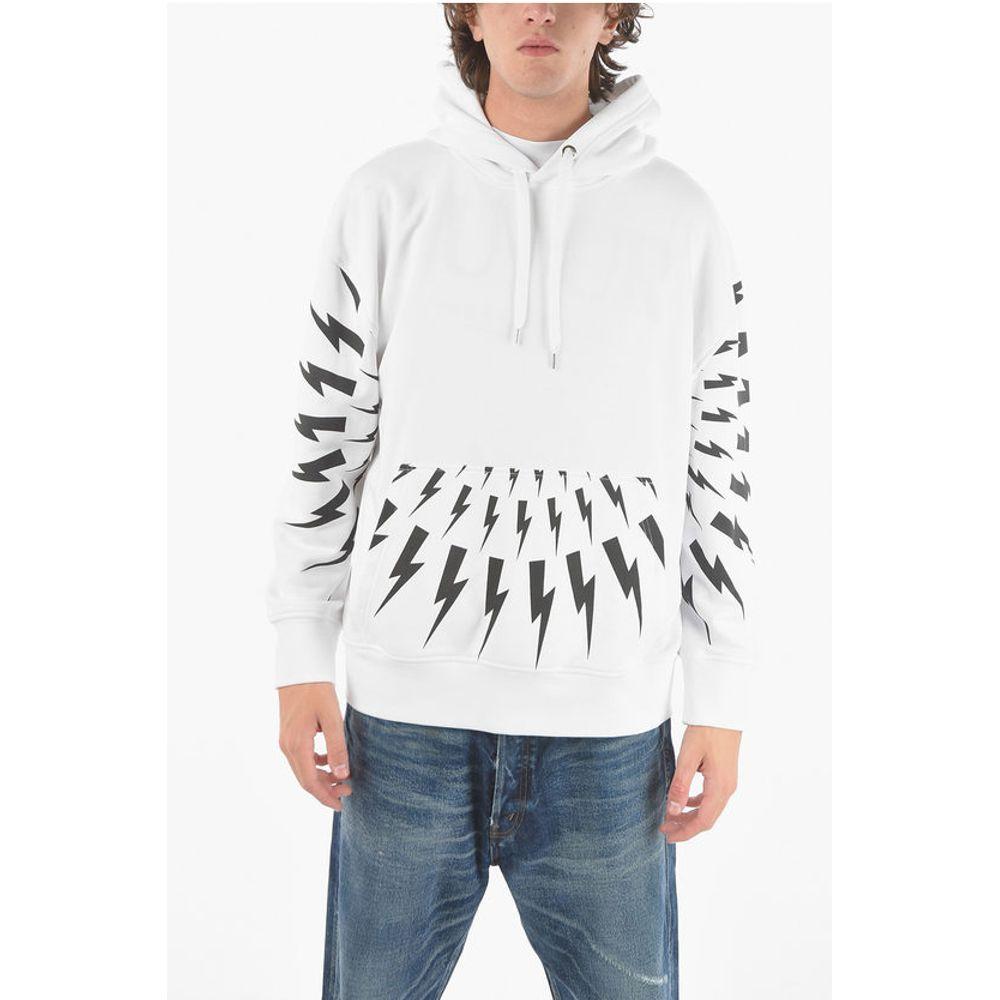 Neil Barrett Maxi Patch Pocket Front RADIAL FAIR-ISLE THUNDERBOLT Men's Hoodie