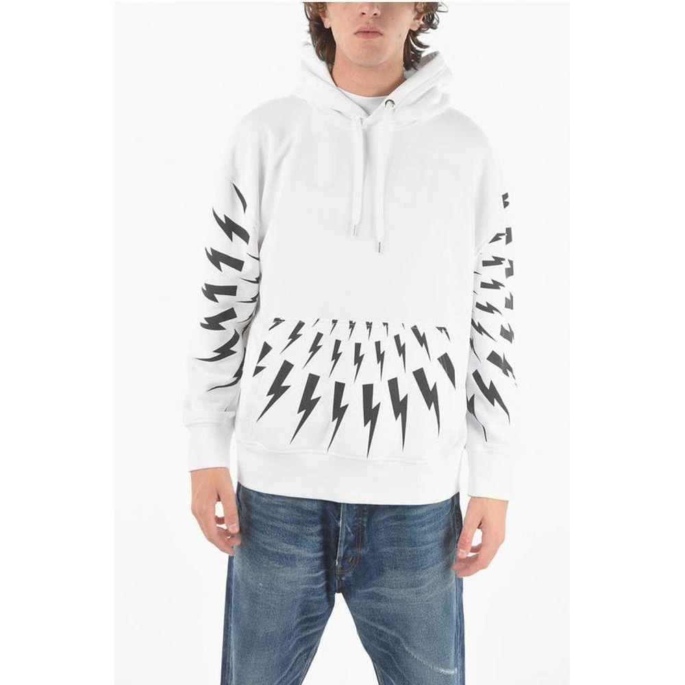 Neil Barrett Maxi Patch Pocket Front RADIAL FAIR-ISLE THUNDERBOLT Men's Hoodie 1