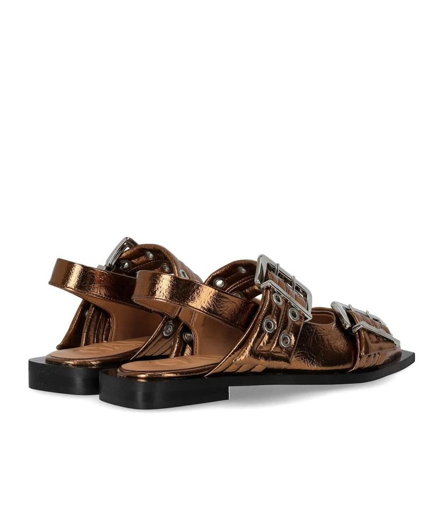 Ganni Ganni Bronze Slingback Ballet Flat Shoe With Buckles 4