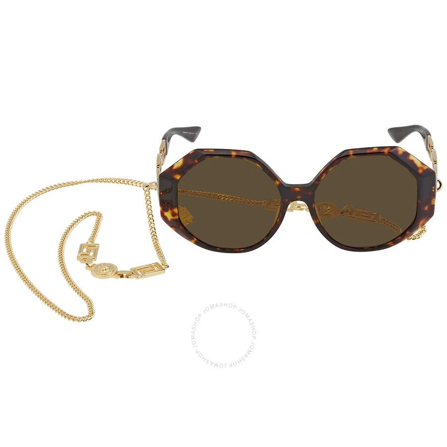 Versace Open Box - Versace Dark Brown Geometric Ladies Sunglasses VE4395 534673 59 1