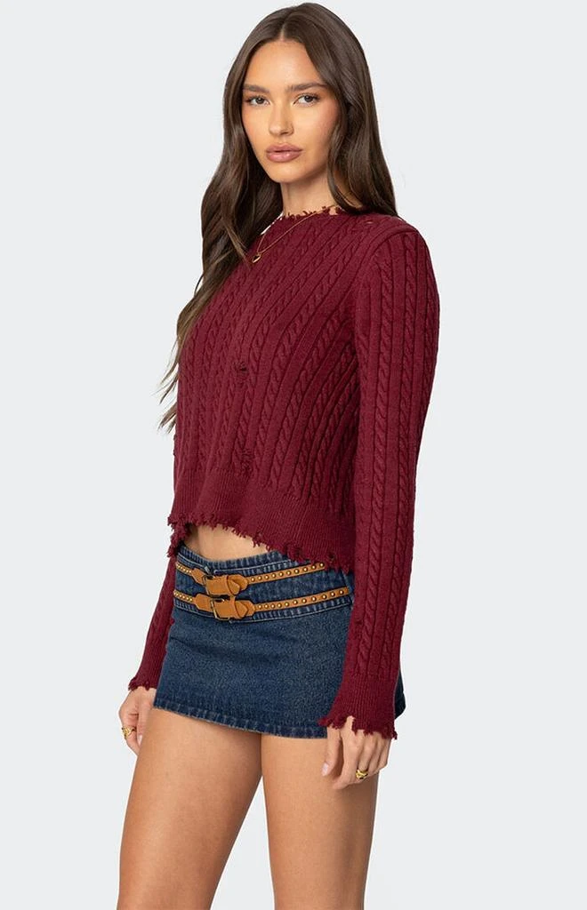 Edikted Split Open Back Cable Knit Sweater 4