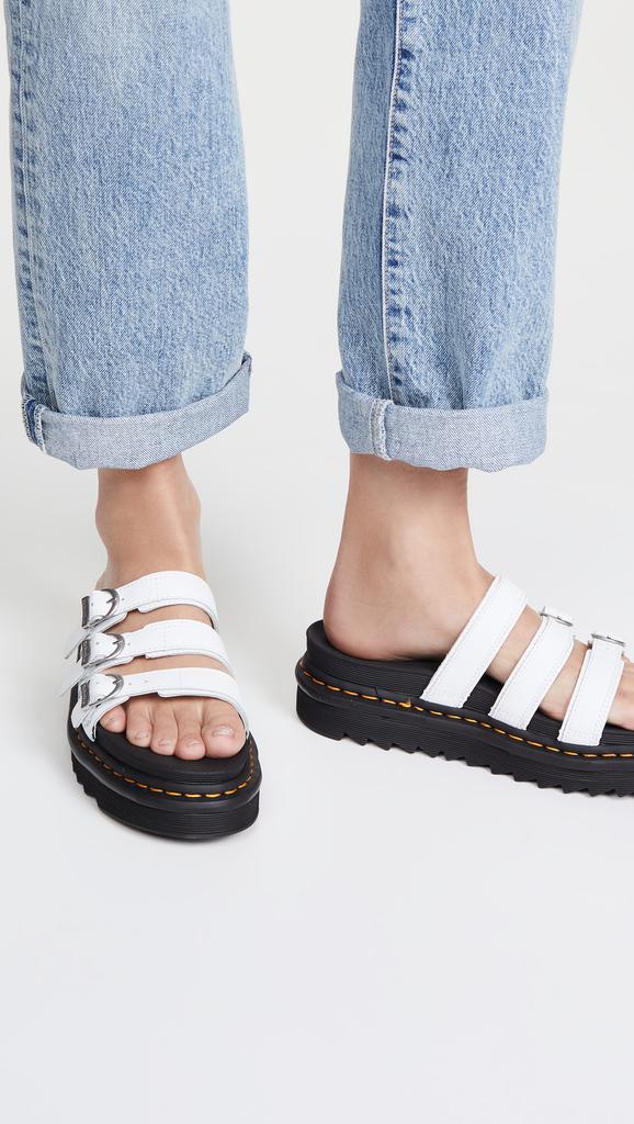 Dr. Martens blaire leather slide sandals white factory