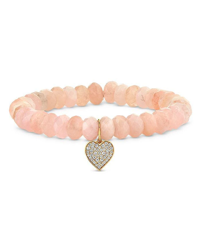 Sydney Evan 14K Yellow Gold Morganite
Diamond Pavé Mini Heart Charm Beaded Bracelet