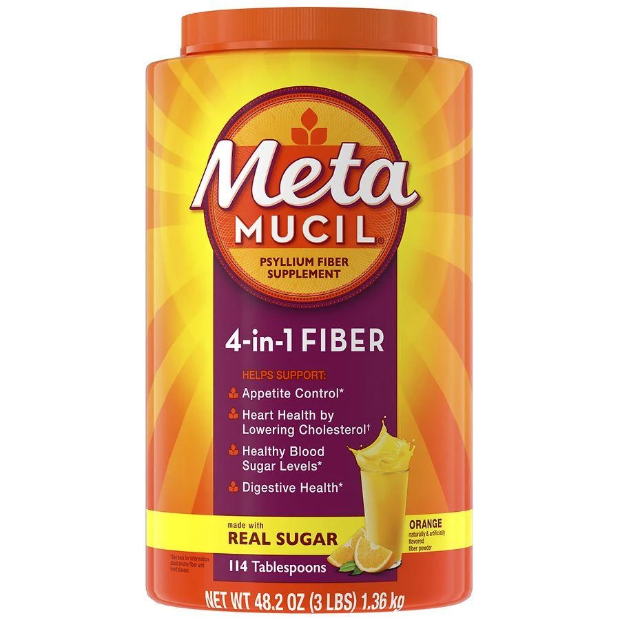 Metamucil 4-in-1 Fiber Supplement for Digestive Health, Psyllium Husk Powder Orange 1