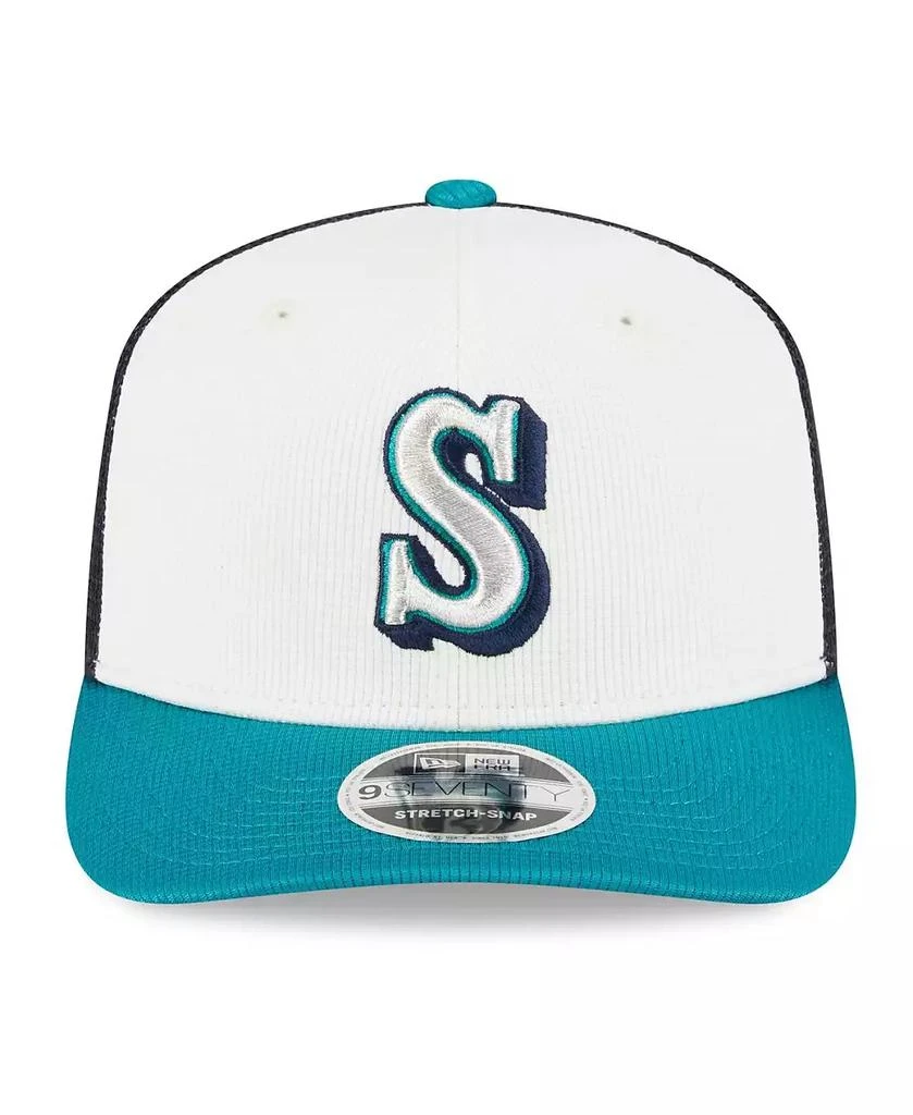 New Era Men's White/Aqua Seattle Mariners 2025 Batting Practice 9SEVENTY Stretch-Snap Trucker Hat 5