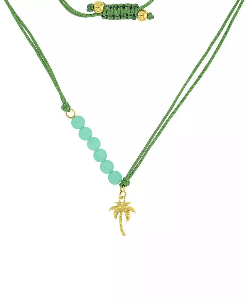Roxy Waterproof Yellow Palm Tree Green Aventurine Adjustable Necklace