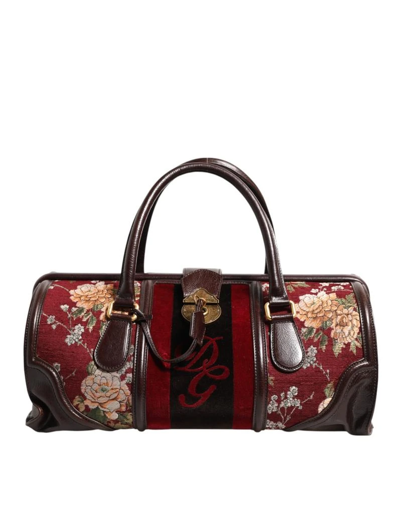 Dolce 
Gabbana Leather Jacquard Velvet Travel Duffle Men
s Bag (Pre-Owned)