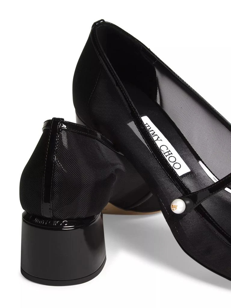Jimmy Choo Elisa 45MM Mesh & Patent Leather Pumps 5