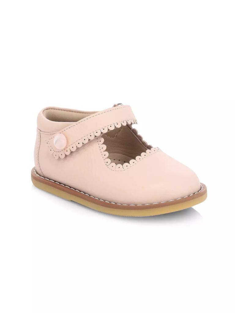 Elephantito Baby Girl's Scallop Leather Mary Jane Flats