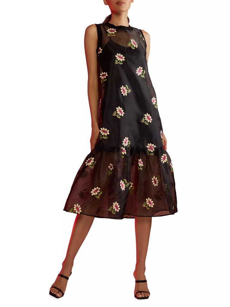 Cynthia Rowley Floral Organza Midi-Dress