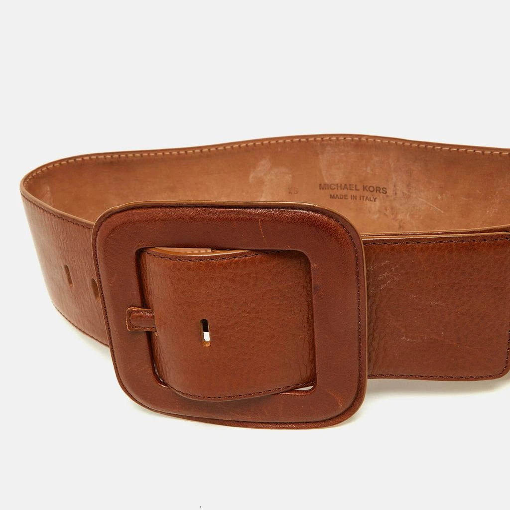 Shop Michael Kors Brown Leather Wide Waist Belt XS on Sale  display picture 2