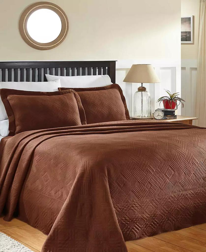 Superior CLOSEOUT! Geometric Fret Textured Jacquard Matelasse All-Season 3-Piece Bedspread Set