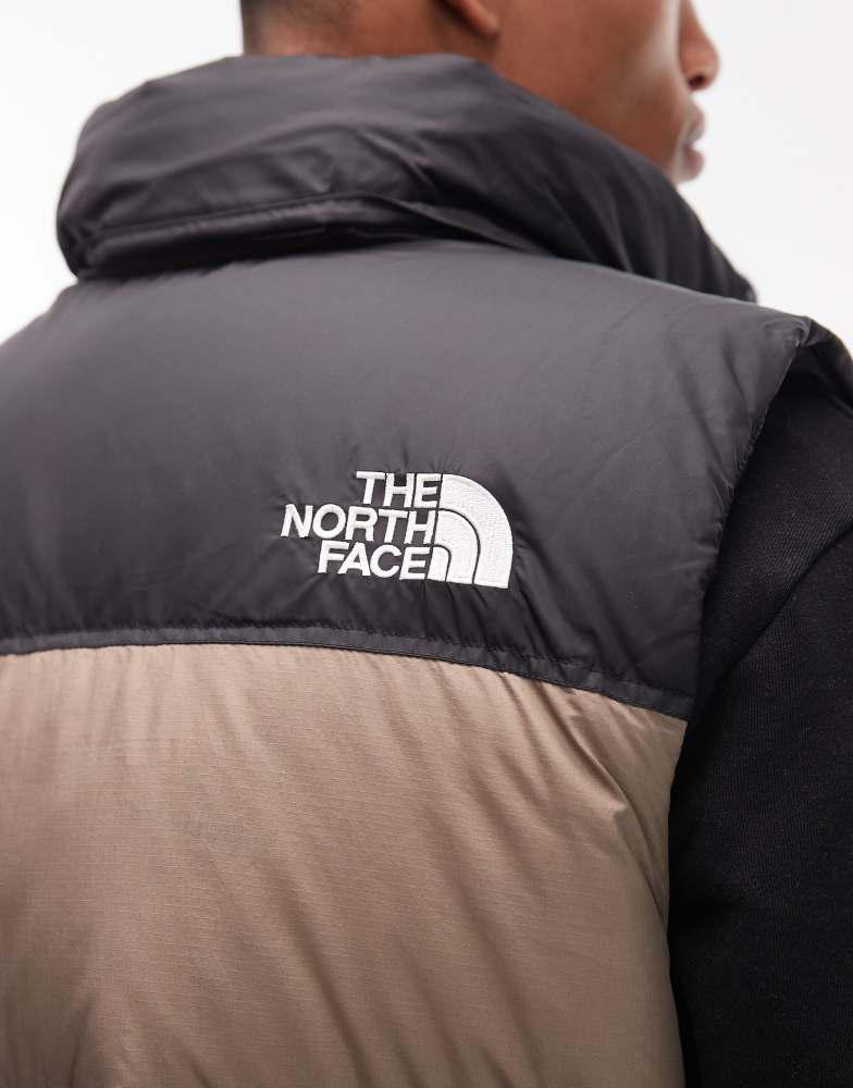 Shop The North Face M 1996 retro nuptse vest in mocha brown/tnf