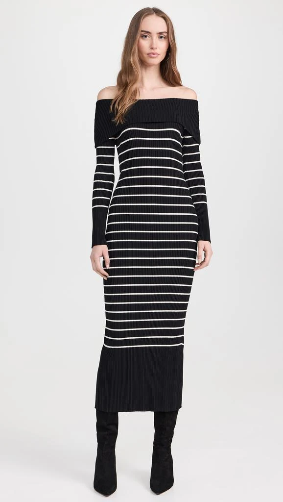 endless rose Off Shoulder Fold Striped Maxi Dress 6