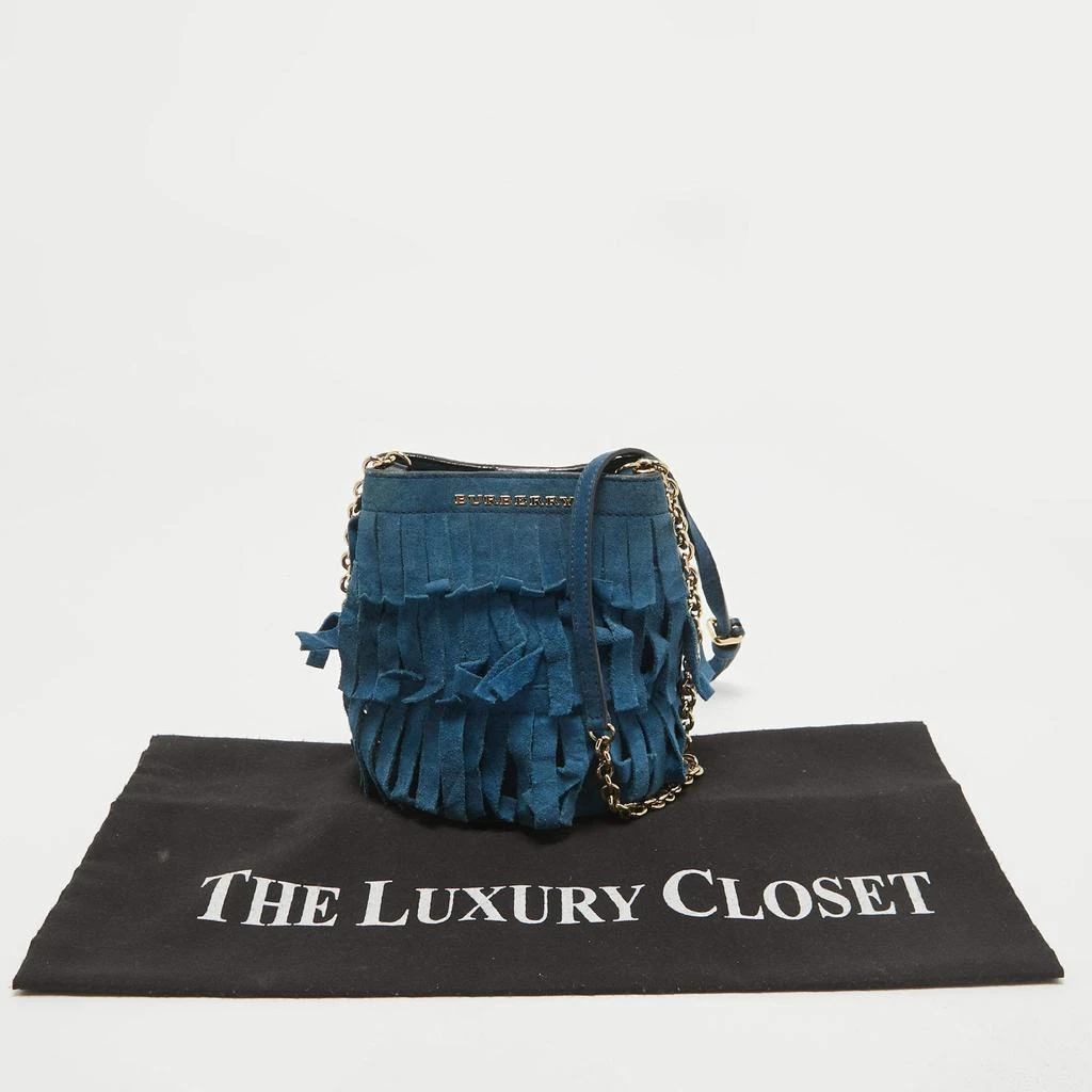 Burberry Burberry Blue Suede Mini Fringe Bucket Bag 10