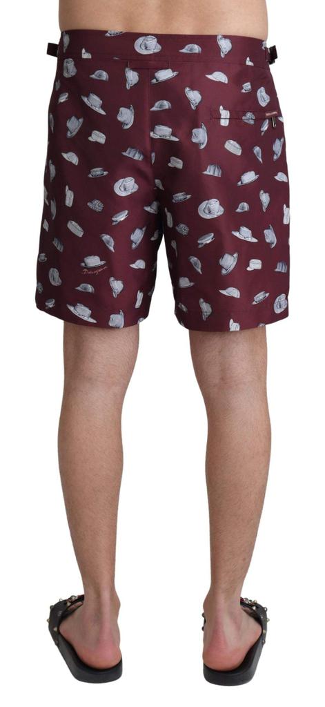 Dolce & Gabbana Dolce & Gabbana Maroon Hats Print Beachwear Shorts Swimwear