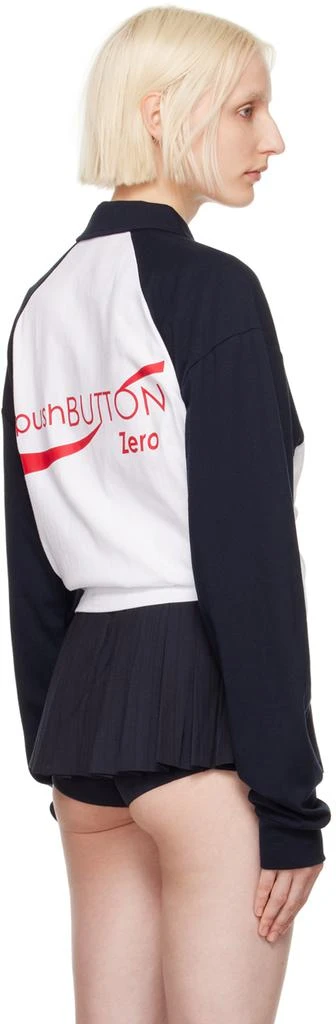 pushBUTTON White Color Block Half-Zip Polo 3