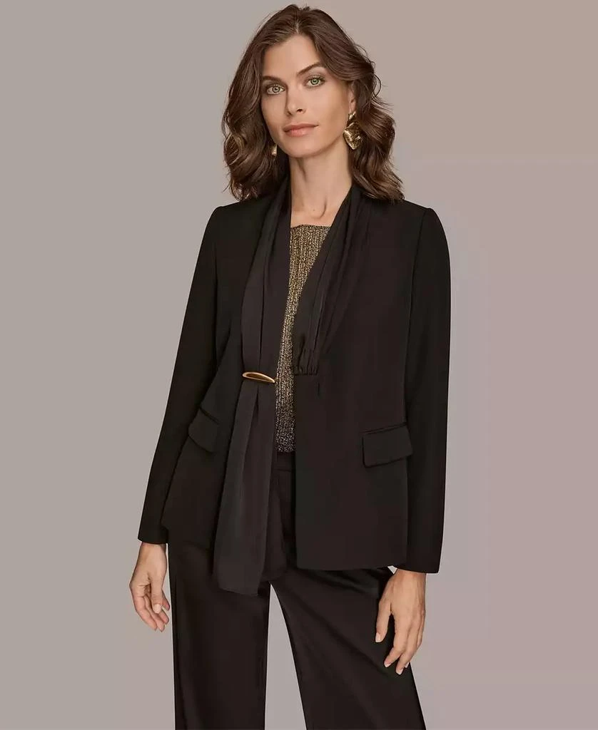 Donna Karan Women
s Mixed Media Collarless Jacket, Regular 
Petites 2