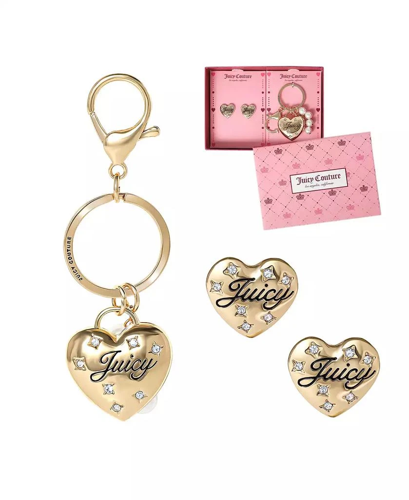 Juicy Couture Heart Keychain 
Earring Set with Crystal Accents
