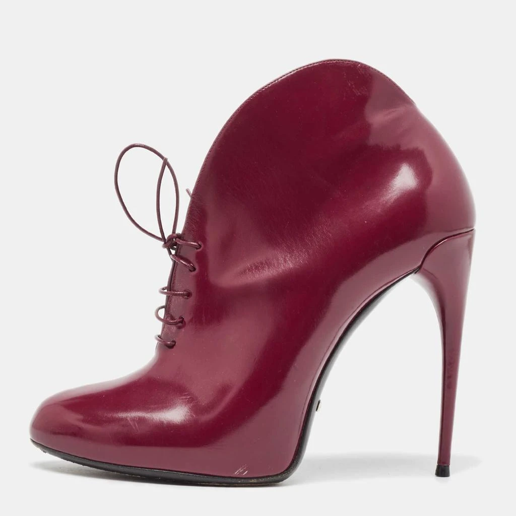 Gucci Gucci Plum Leather Kim Lace Up Ankle Booties Size 39.5 1