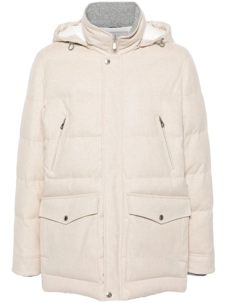 Brunello Cucinelli LIGHT BEIGE WOOL QUILTED JACKET 1