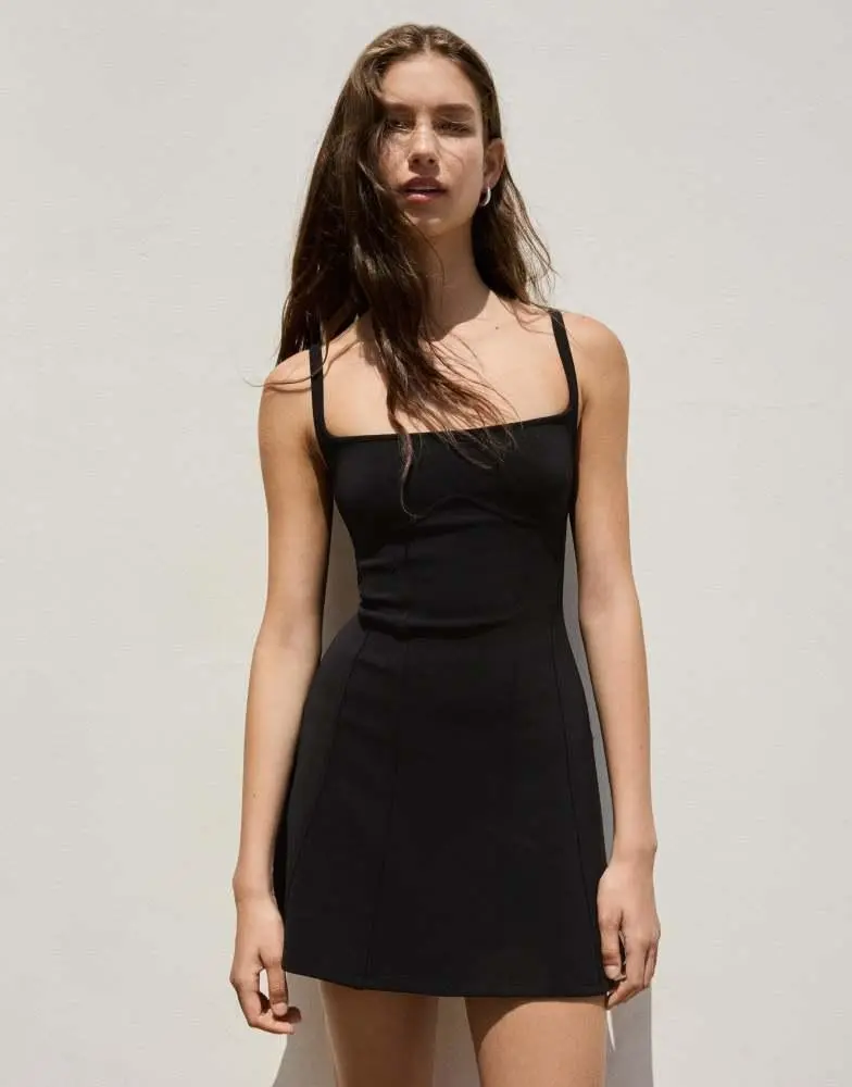 Bershka Bershka Mini corset dress in black