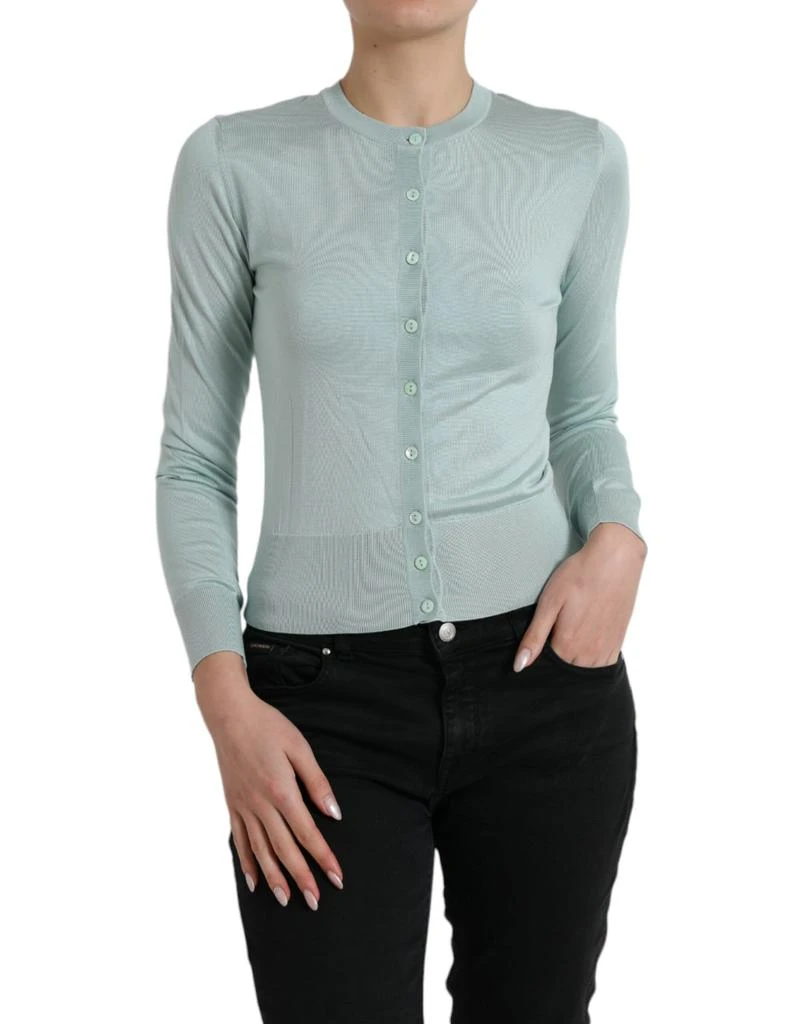 Dolce 
Gabbana Silk Crew Neck Cardigan Women
s Sweater