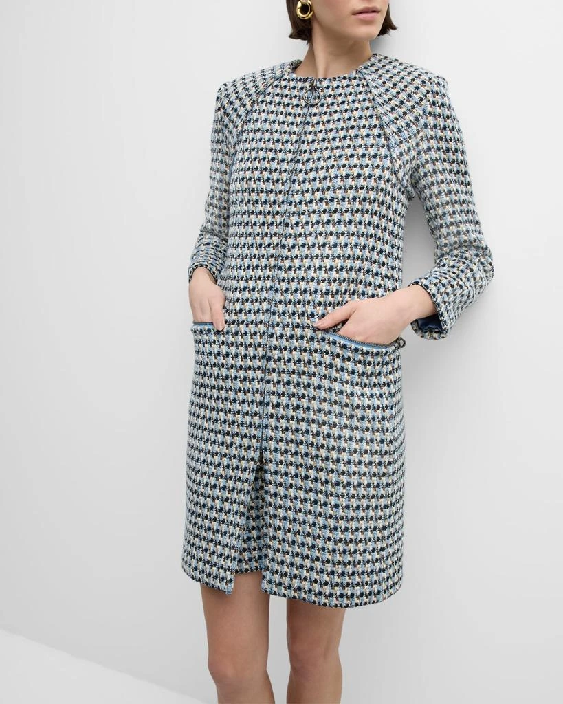 St. John Italian Textured Metallic Tweed Zip Jacket 5