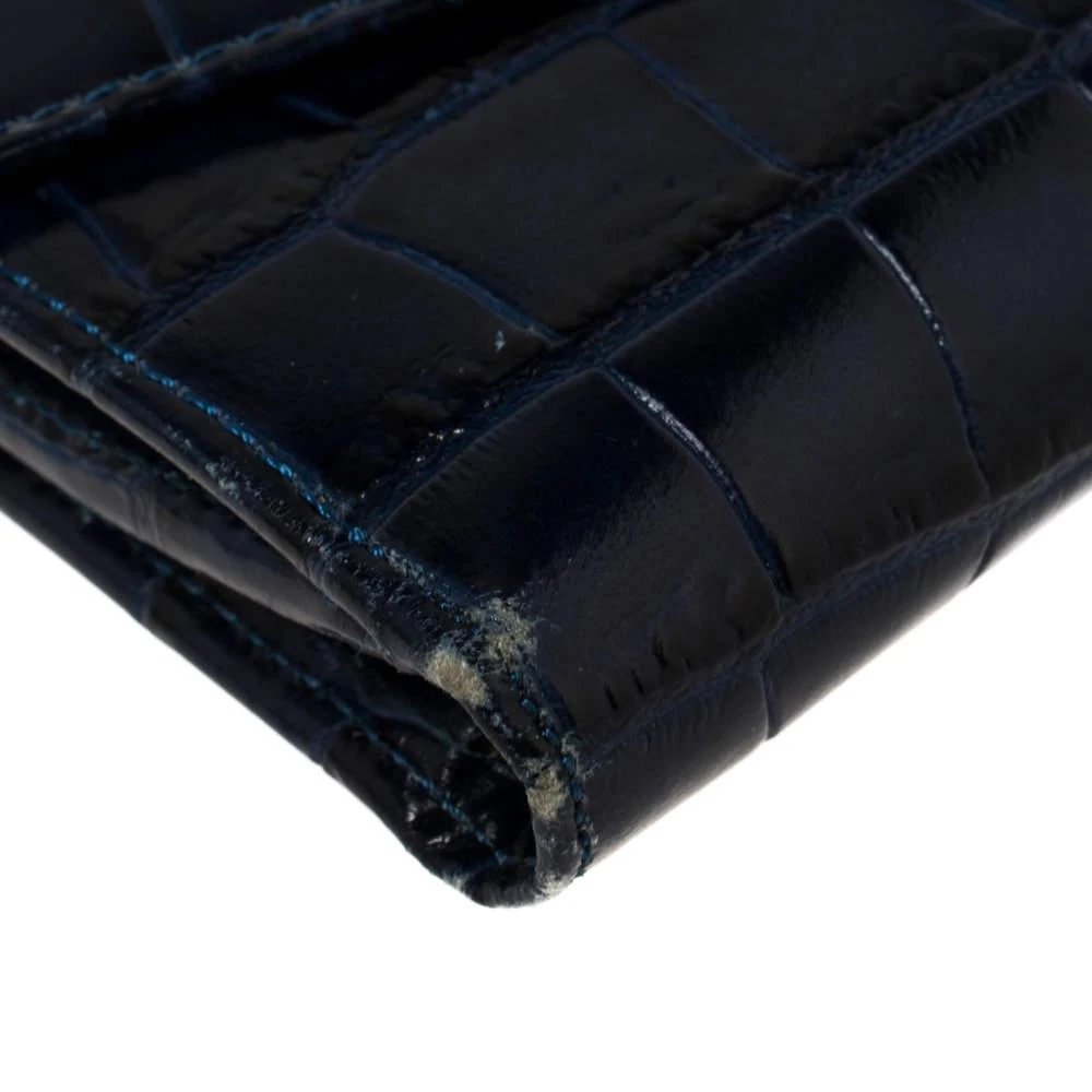 Aspinal of London Aspinal Of London Blue Crocodile Embossed Leather Bifold Wallet 12